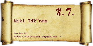 Niki Tünde névjegykártya